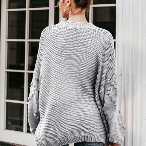 LAST! New Cozy Heart Embroidered Gray Cardigan Sweater - Picture 5 of 8